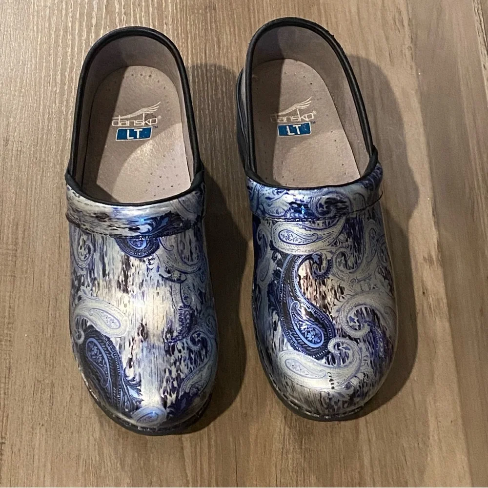 Dansko Blue Paisley Clogs - Picture 4 of 6